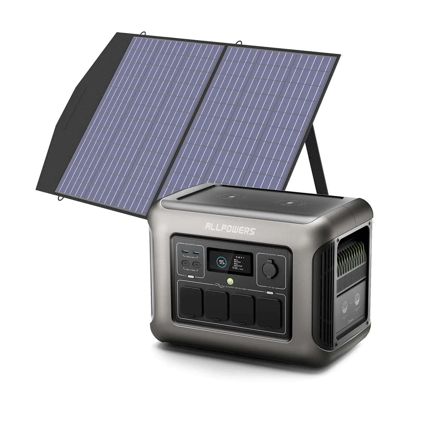 ALLPOWERS Generador Solar 1800W (R1500 + SP027 Panel Solar 100W) - R1500 + 1 * (SP027 Panel Solar 100W) AP-SS-010-EU + AP-SP-027-BLA