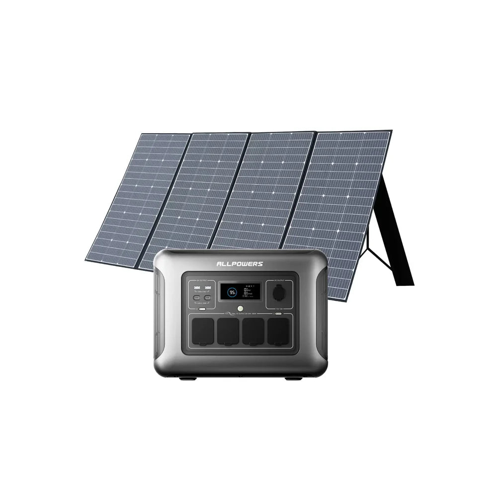 ALLPOWERS R1500 LITE Estación de Energía Portátil 1600W 1056Wh LiFeP04 Batería - R1500 LITE+1*( SP037  Panel Solar 400W) R1500-LITE-EU + AP-SP-037-BLA