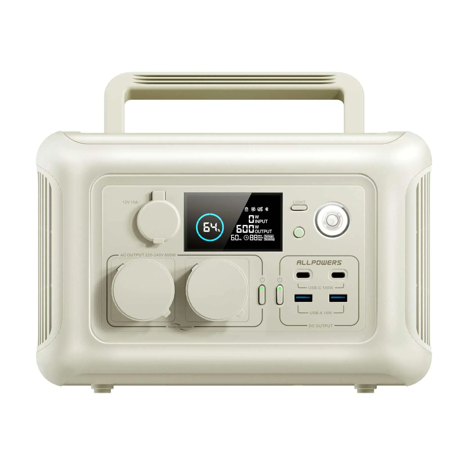 ALLPOWERS R600 Beige Estación de Energía Portátil 600W 299Wh Batería LiFeP04 - R600-Beige AP-SS-005PRO-EU-WHI
